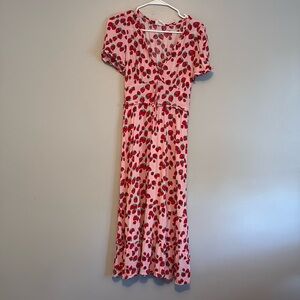 LUV BETSEY by BetseyJohnson Midi Dress, strawberry design, size XS, smocking